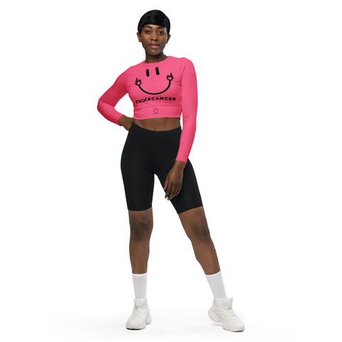 Fuck Cancer long-sleeve crop top