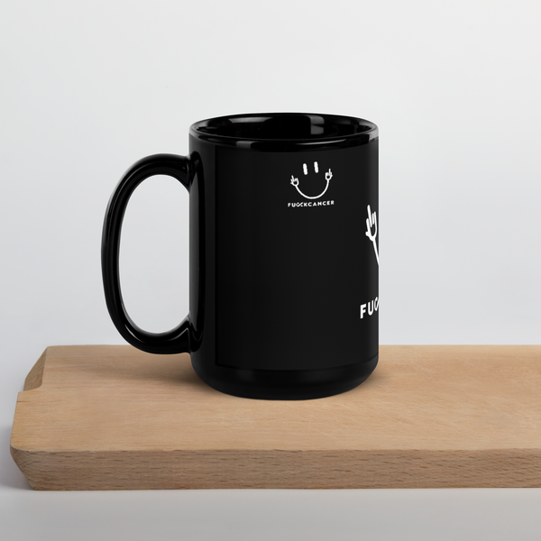 Fuck Cancer Black Glossy Mug